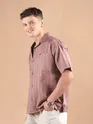 Mauve Half Sleeve Cuban Collar Shirt